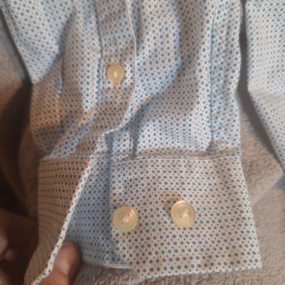 Express Men's Blue/Green Sm Square Pattern Button Down Dress Shirt Size M - Picture 7 of 10